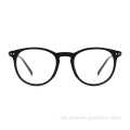 Niedriger Preis Vintage unisex schwarzes Vollrim-Rundacetat mit dünnen Metallschläfen Brillen